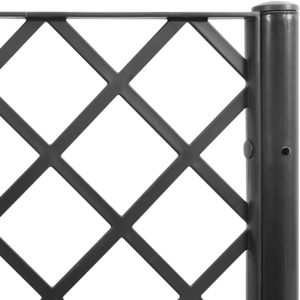 Planter with Trine Grate, Black, 160 x 160 x 140 cm, Rectangular Large Flower Pot for Indoor and Outdoor Use, Frost-Resistant, UV Protection - QUORE