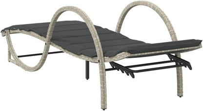 Sun Loungers 2 Pieces with Table Light Grey Poly Rattan Sun Lounger Garden Lounger Outdoor Sun Lounger Outdoor Sun Lounger Sun Lounger Garden - QUORE