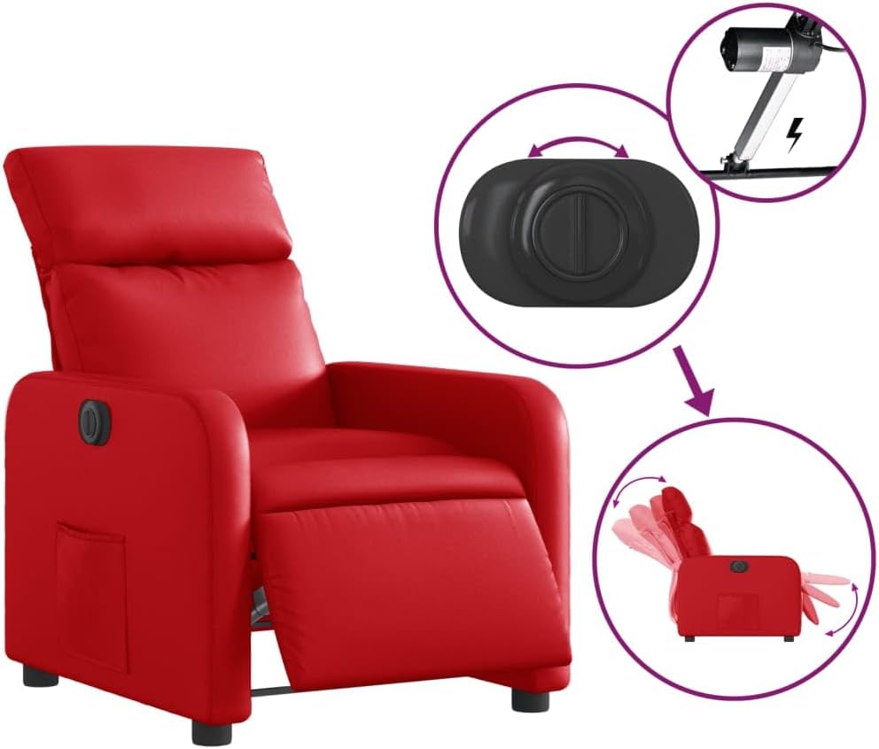 Gecheer Reclining Chair, Reclining Chair, Faux Leather, Red, 66 x 89.5 x 95.5 cm, TV Chair, Reclining Chair, Faux Leather Chair
