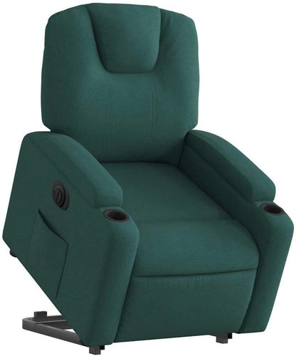 Relaxstoel Met Opstahulp – Elektrische Relaxstoel – Tv-Stoel – Ligstoel – Enkelvoudige Ligstoel – Donkergroene Stof – Elektrisch Kantelsysteem – Maximaal 135 Graden Ligpositie