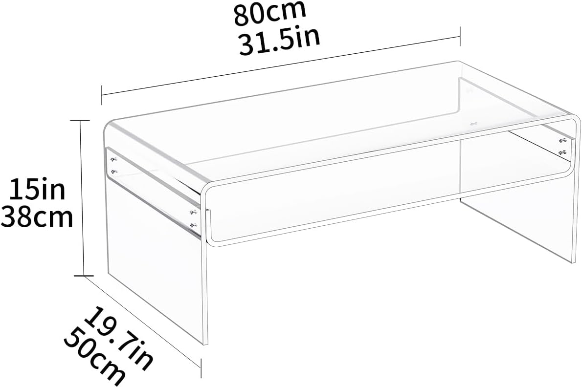 Acryl Salontafel, Transparant Helder Acryl Tafel (Transparant, 50 cm)