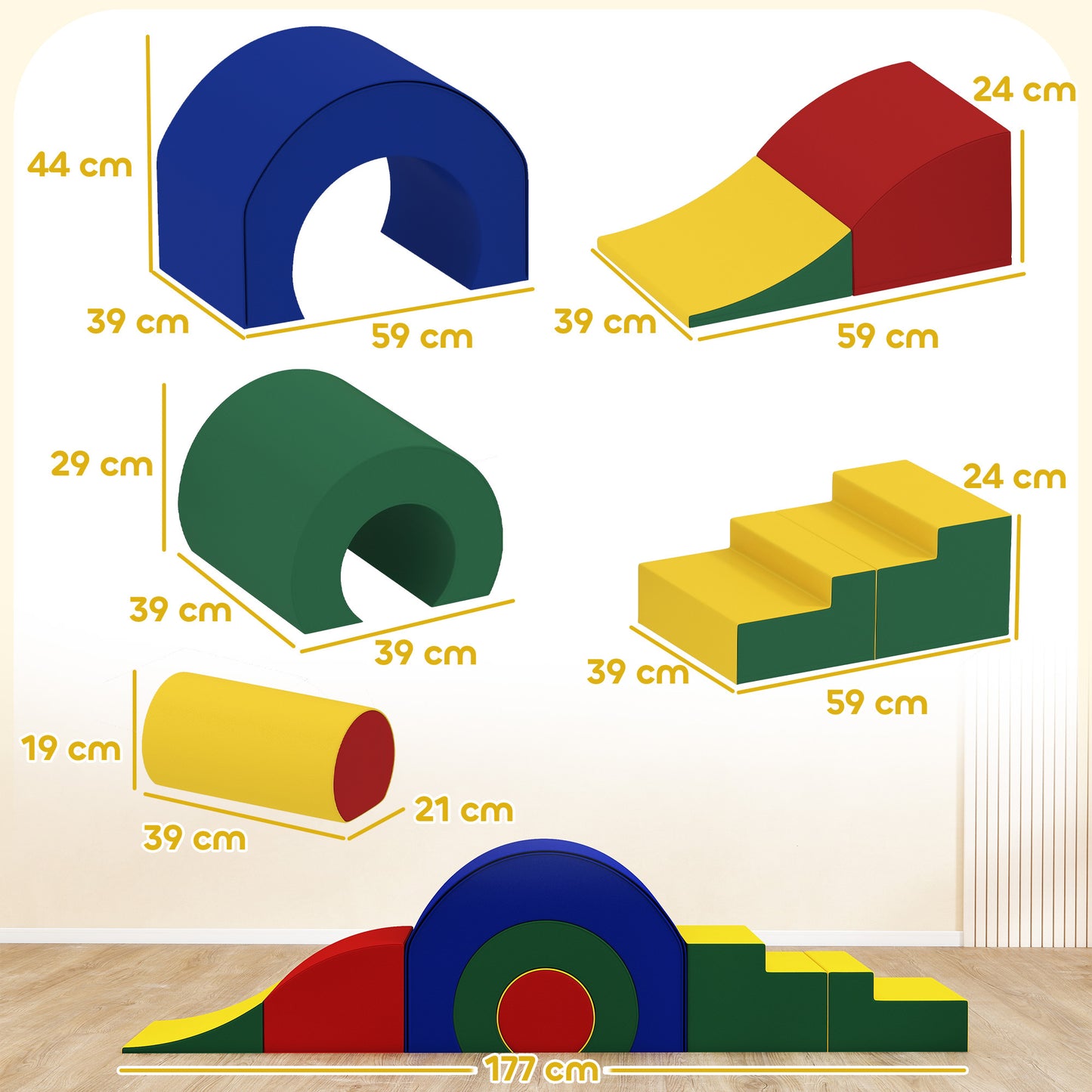 Zachte Bouwblokken – Speelblok Set – Peuter Speelgoed – Baby Klimblokken – Foam Speelset – 5 Kleurrijke Vormen – Veilig Schuim Met Kunstleer – Lichtgewicht & Makkelijk Schoon Te Maken