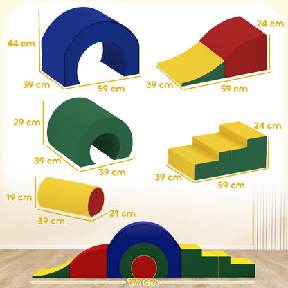 Zachte Bouwblokken – Speelblok Set – Peuter Speelgoed – Baby Klimblokken – Foam Speelset – 5 Kleurrijke Vormen – Veilig Schuim Met Kunstleer – Lichtgewicht & Makkelijk Schoon Te Maken