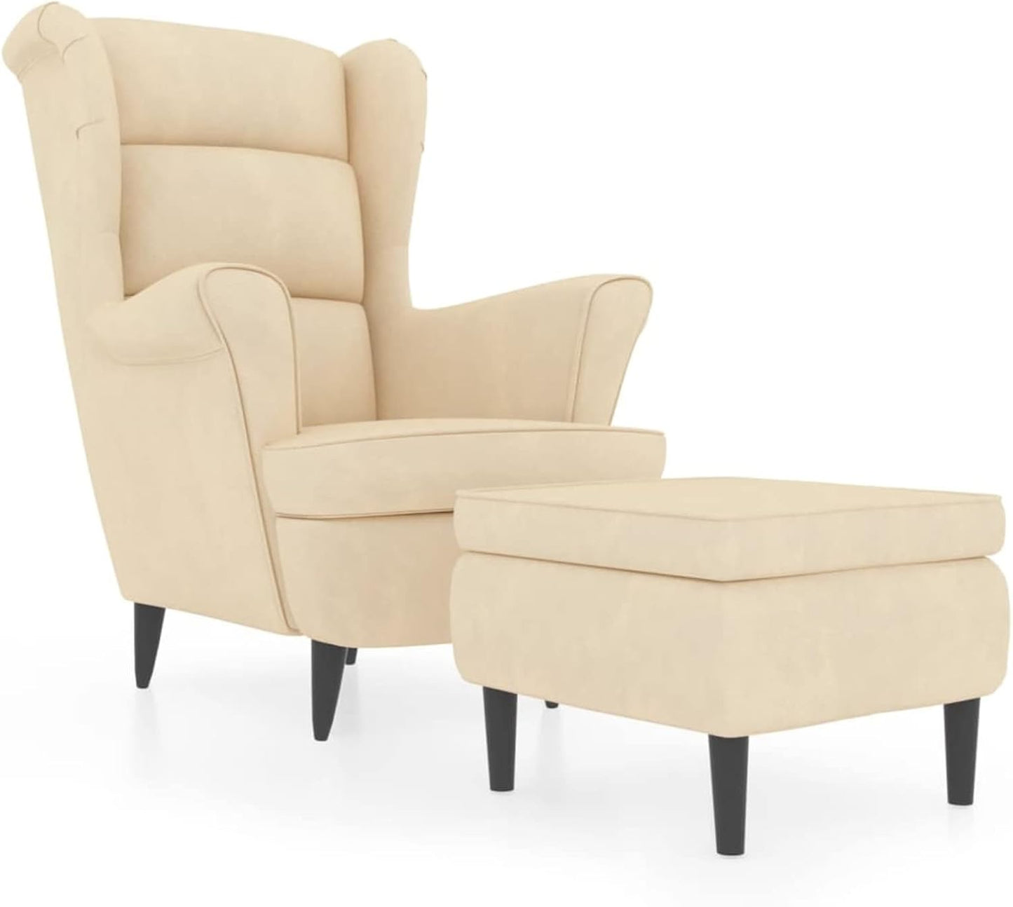Tidyard Recliner Chair High Back Chair with Footrest Velvet Wooden Legs Armchair for Bedroom TV Chair Living Room Velvet Chair with Footrest