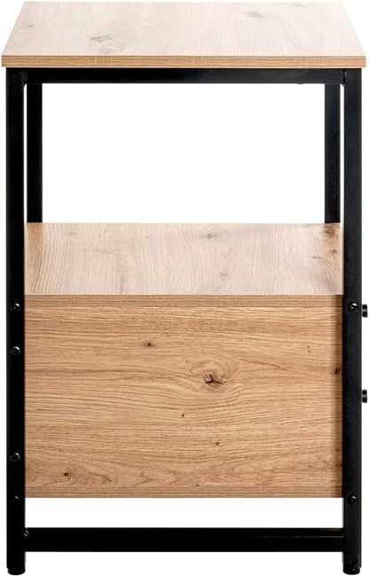 HAKU Bijzettafel eiken, zwart, Metaal, spaanplaat - Maat: B 30 cm x H 63 cm x D 40 cm, Stijl: Modern