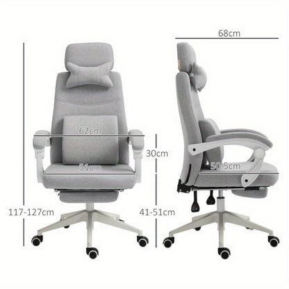 Bureaustoel – Bureaustoel met Wielen – Gaming Stoel – Desk Chair – Ergonomische Bureaustoel Grijs – Hoge Rugleuning – Verstelbare Zithoogte