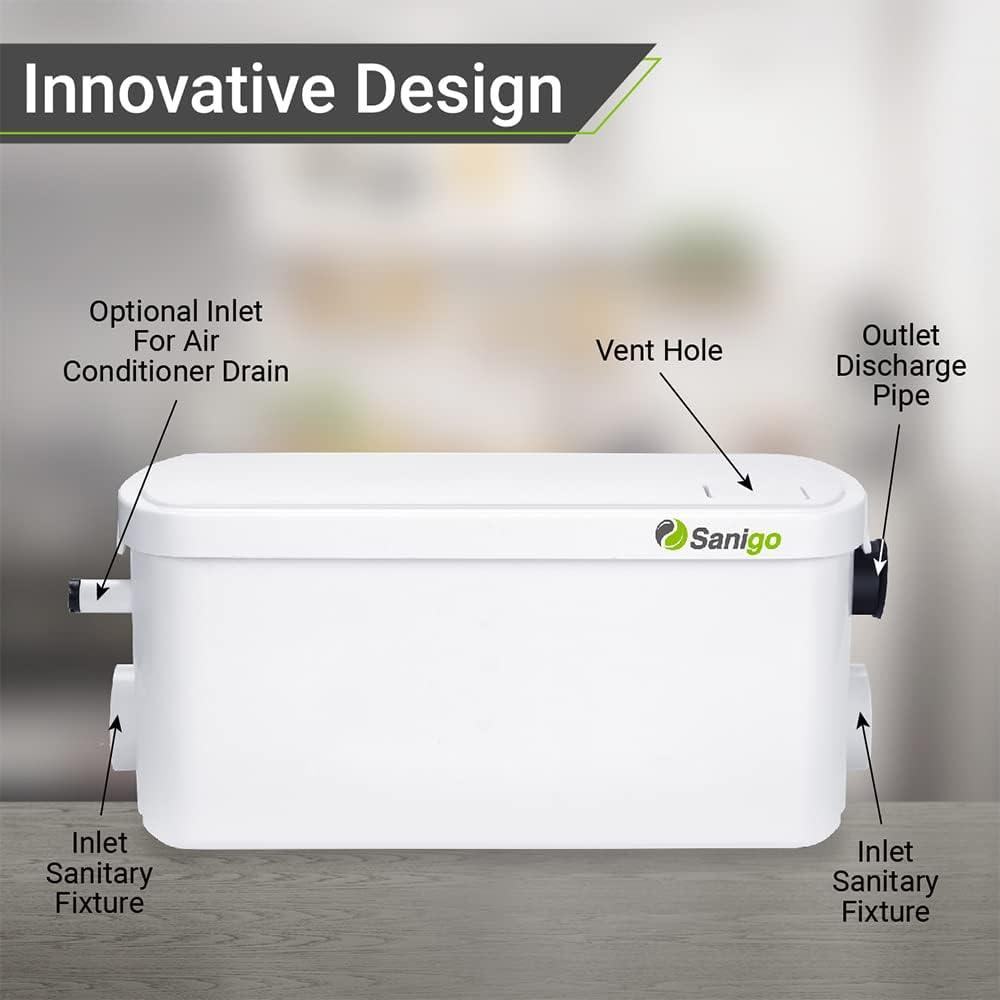 SANI-S250C Sanitaire maalwerk, stille afvalpomp, douche-liftpomp met twee ingangen