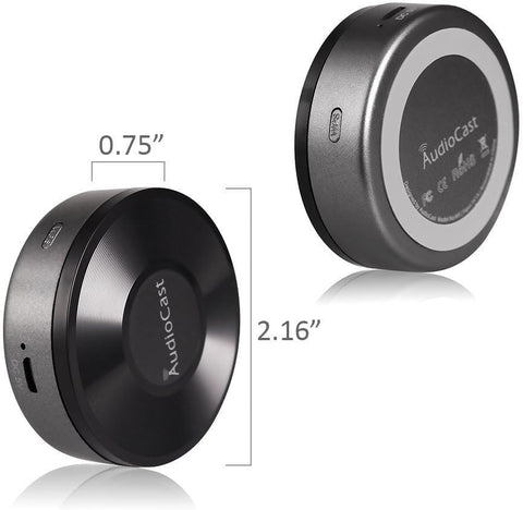 Chromecast - Streaming Box - AudioCast - Wifi & Audio-Adapter - DLNA Airplay-Ontvanger -  Compatibele met PC - Tablet - Smartphone - AUX - 25W - 8 x 8 x 6 cm - Zwart