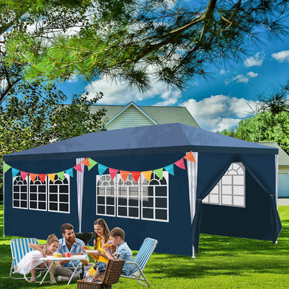 Partytent – Paviljoen – Feesttent – Tuinentent – Opvouwbare Tent – 3x6 Meter – Waterdicht PE Doek – Met Afneembare Zijwanden - Blauw
