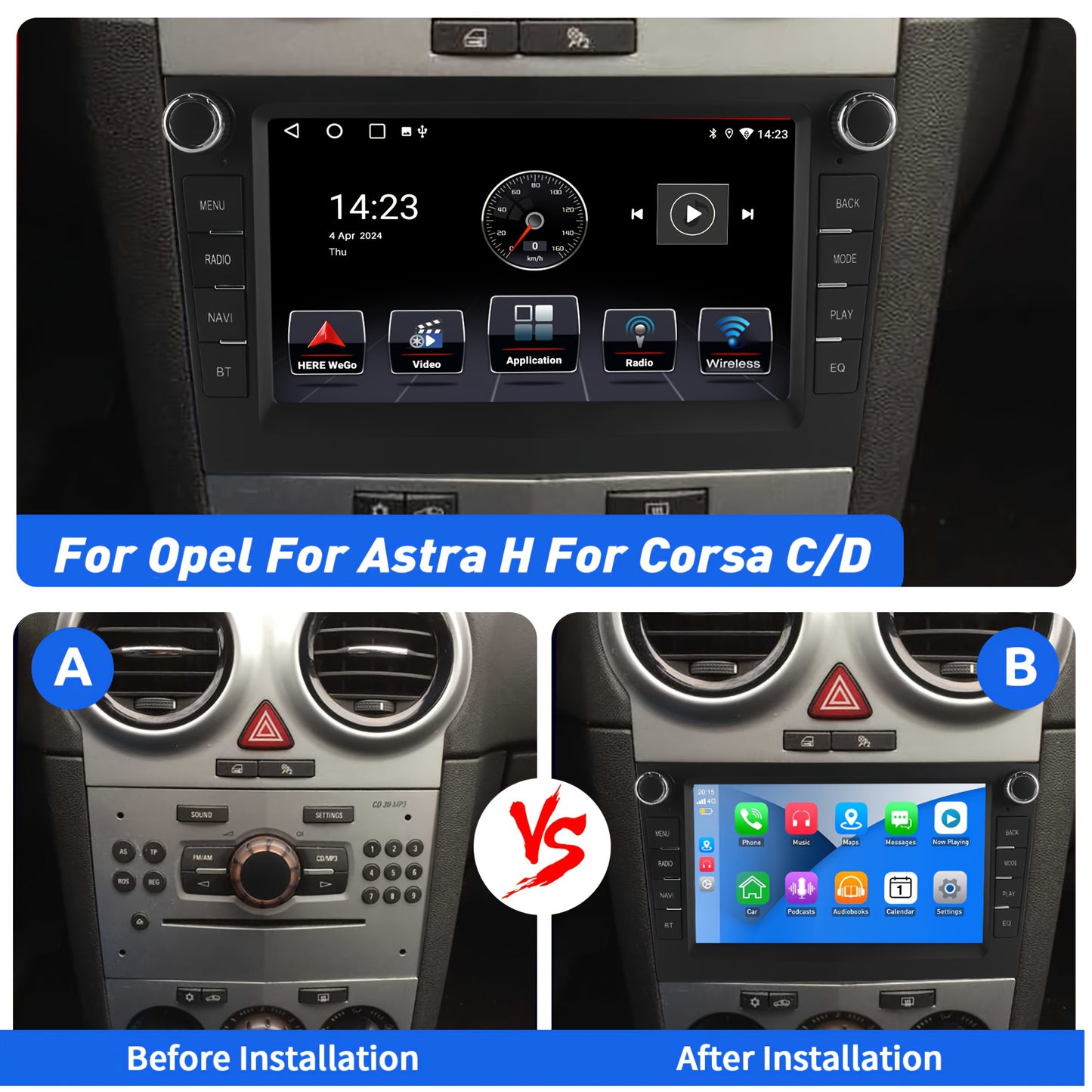 Android 14.0 Autoradio – Auto Stereo – Multimedia Speler – Navigatiesysteem – Touchscreen Radio – 7 Inch HD IPS Scherm – Draadloze CarPlay & Android Auto