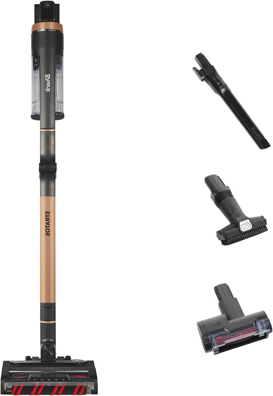 Shark Stratos Cordless Stick Vacuum Cleaner, PowerFins Plus, 60 Min Operating Time, Anti Hair Wrap & CleanSense IQ Vacuum Cleaner with Auto-Set, Pet, Crevice and Multi-Surface Nozzle, IZ400EUTBK - QUORE
