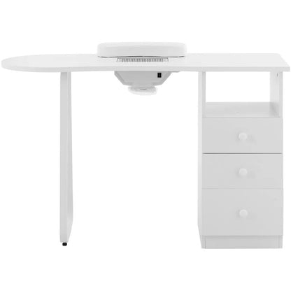 Cosmetic Manicure Desk with Dust Absorber, 120 x 45 cm - White - QUORE