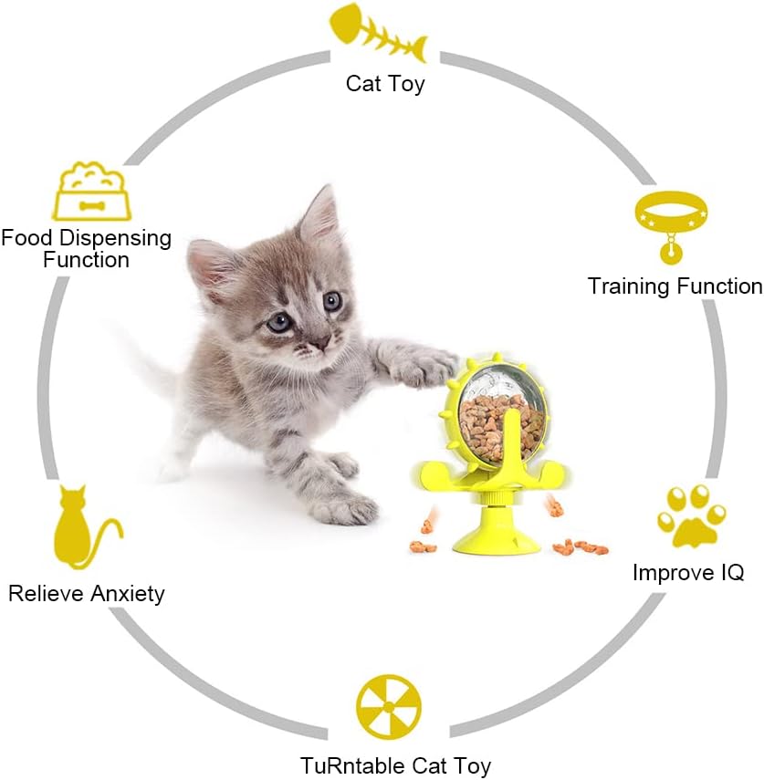 Windmühle Cat Toy, Leak Toy, Interactive Cat Toy, Ferris Wheel Food Output, 360° Rotatable, Vertical Cat Toy, Strong Suction Cup - QUORE