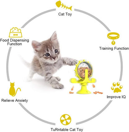 Windmühle Cat Toy, Leak Toy, Interactive Cat Toy, Ferris Wheel Food Output, 360° Rotatable, Vertical Cat Toy, Strong Suction Cup - QUORE