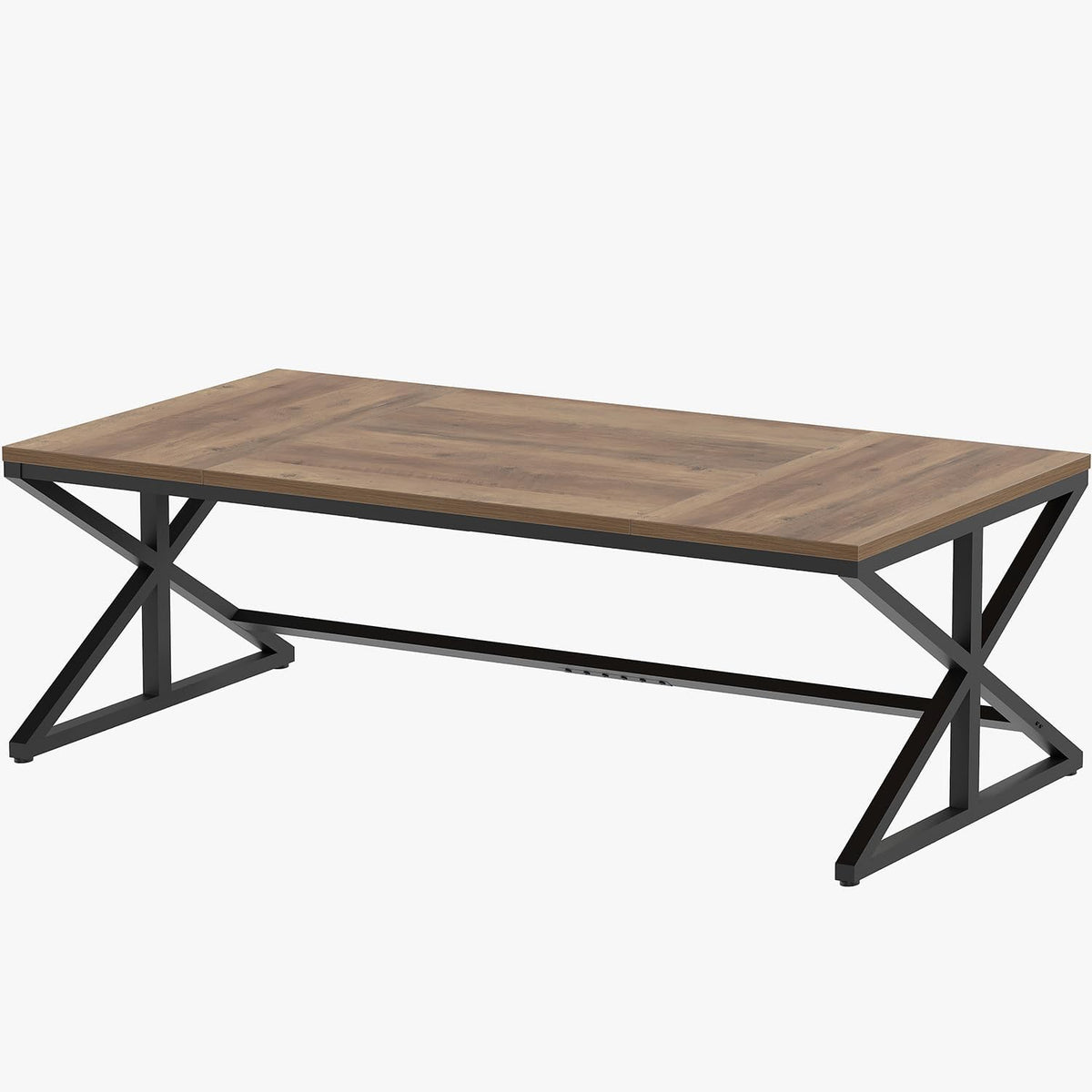 IBF Lange industriële computertafel, grote moderne houten bureau voor thuiskantoor, licht eiken pc studie gaming werk schrijftafel voor 2 personen, boerderij dubbel werkstation bureau met opslag in