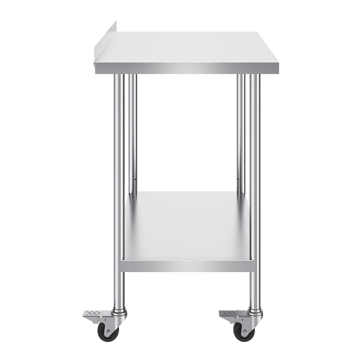 VEVOR Commercial Food Wheels, 24 x 36 x 40 cm, Heavy Duty Work Table, Metal Work Table with Adjustable Height for Restaurant, Home and Hotel, Silver, 61 x 90 x 100 cm
