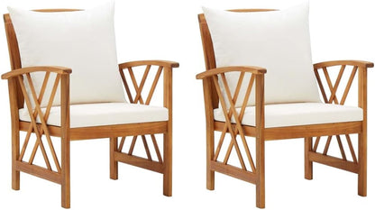 vidaXL Garden chairs 2 pcs with cushions solid acacia wood - QUORE