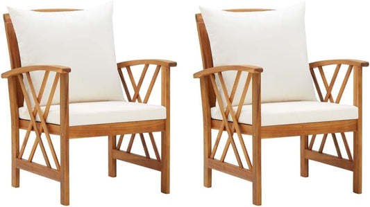 vidaXL Garden chairs 2 pcs with cushions solid acacia wood - QUORE