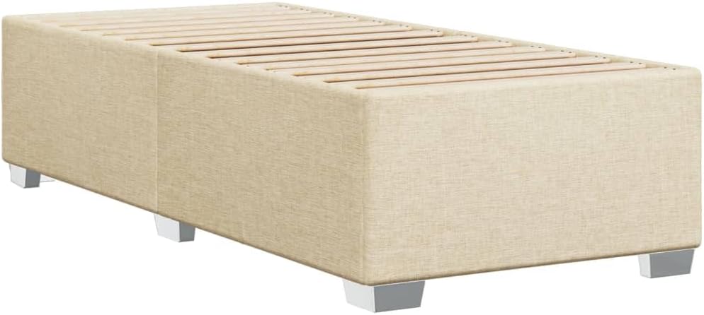 Bedframe – Bed – Bedframe Structuur – Bedbodem – Slaapmeubel – Crème Kleur – 80 x 200 cm – Ademend Polyester – Stevige Lattenbodem