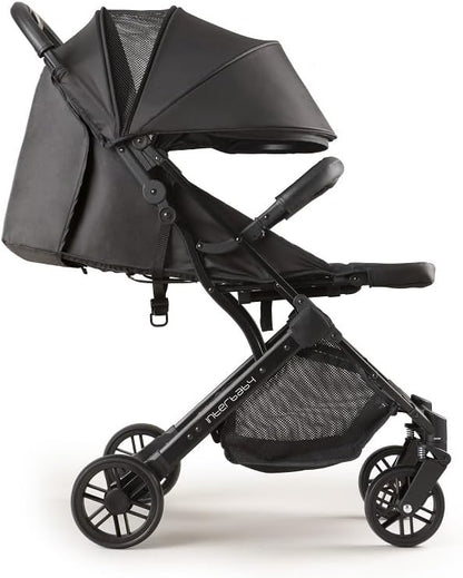 Kinderwagen Interbaby | kinderwagen vanaf de geboorte tot 48 maanden of 22 kg | snelklapknop, schokdemper, verwisselbare XXL-afdekking, kinderwagen, Minimum Plus, Space, zwart