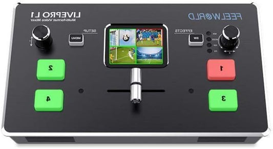 FEELWORLD L1 Plus Multi Camera Video More with PTZ Controller Chroma-Key 4 HDMI Inputs USB3.0 Output Format 2 inch Touch Screen Real Time Production Live - QUORE