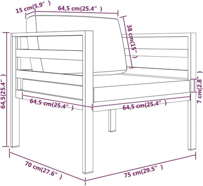 tuinbankje – tuinbank – balkonsbank – zitbank – buitenbank – aluminium – inclusief kussens – antraciet – modular design – weerbestendig