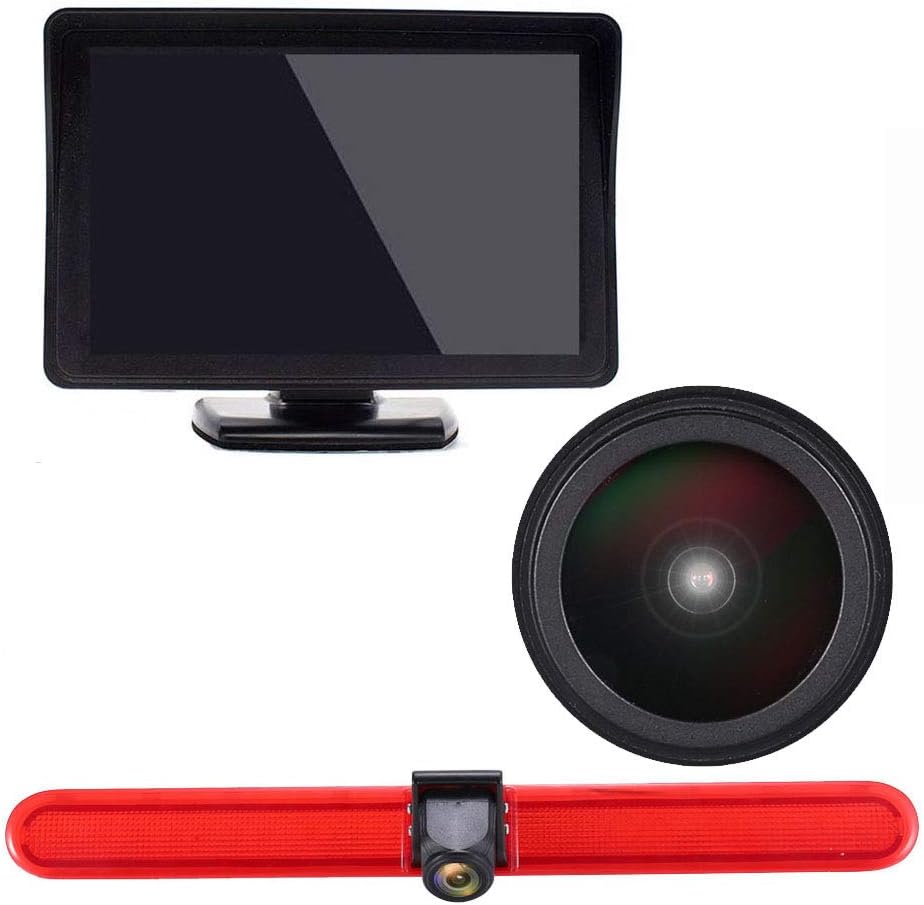 HD IP68 1280 pixels achteruitrijsysteem achteruitrijcamera remlicht passend met hoek verstellen nachtversie IR-licht hoge dak dak camera voor T5 Multivan Caravelle Camper/T6/Lupo 6X/Seat Arosa +4,3 inch monitor
