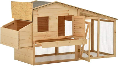 Solid Pine Chicken Coop 178 x 67 x 92 cm Chicken Coop Aviary Outdoor Cages and Chicken Coops - QUORE