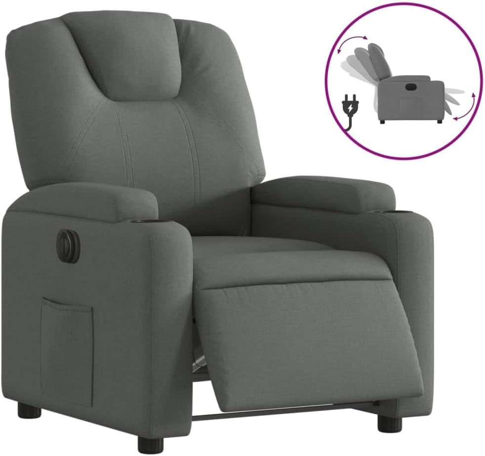 Armchair, Reclining Chair, Sleeping Chair, Electric Chair with Adjustable Backrest, Dark Grey Fabric