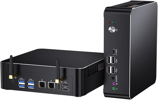 Mini PC met Core i9-9880H (2,3-4,8GHz), 32GB DDR4 RAM, 1T NVME SSD Desktop Computer, 4K @60Hz, 2*HDMI, 1*DP, Dual 2.5G LAN, VESA, Optical, Wi-Fi 6E, 1* Type-C, Windows 11 Pro (TPM2.0)