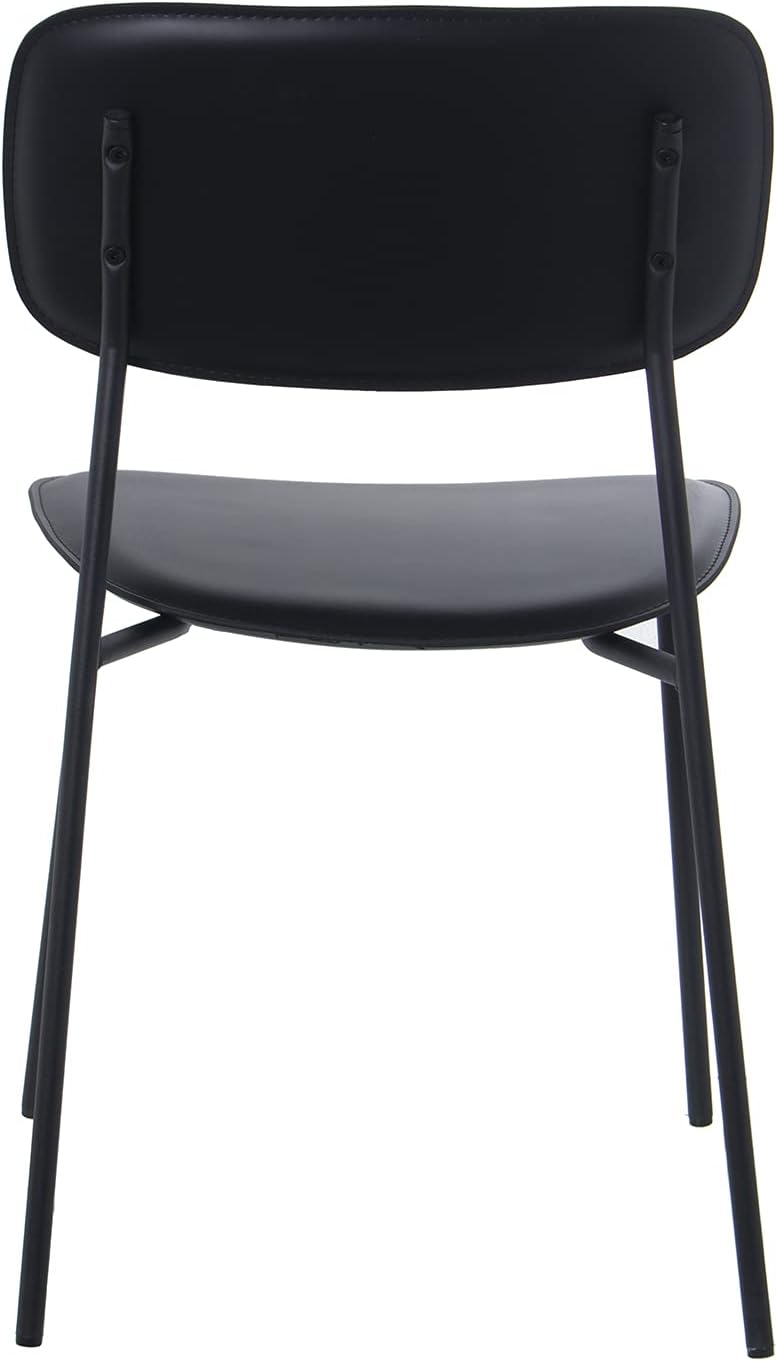 DRW Set van 4 stoelen van PU en metaal in zwart, 43 x 48 x 78 cm, zithoogte 44 cm