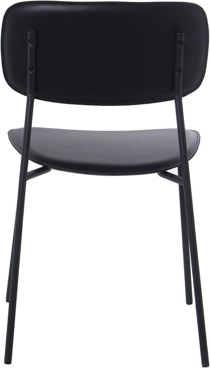 DRW Set van 4 stoelen van PU en metaal in zwart, 43 x 48 x 78 cm, zithoogte 44 cm
