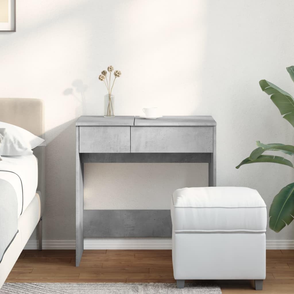 Kaptafel – Make-uptafel – Kap Tafel – Make Up Tafel – Toilettafel – Betongrijs – Stevig Bewerkte Hout – Compact 73x46,5x120 cm