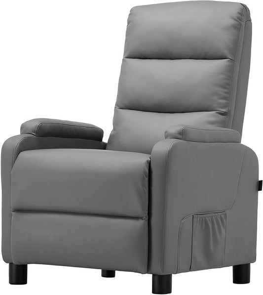 Relaxfauteuil – Verstelbare Stoel – Relaxstoel – Ligstoel – Loungestoel – Grijs PU – Met Metalen Frame – Pocketvering Schuim