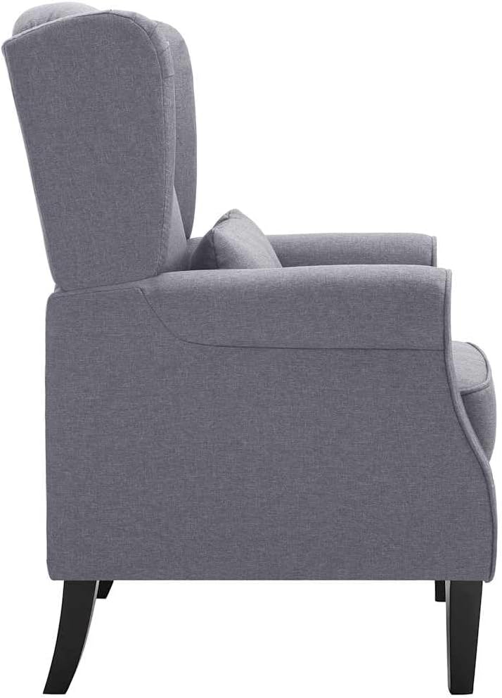 Fauteuil – Armstoel – Zetel – Relaxstoel – Stoel – Donkergrijs – Massief Houten Frame – Comfortabele Gevoerde Zitting 14 cm