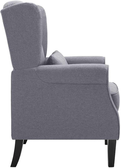 Fauteuil – Armstoel – Zetel – Relaxstoel – Stoel – Donkergrijs – Massief Houten Frame – Comfortabele Gevoerde Zitting 14 cm