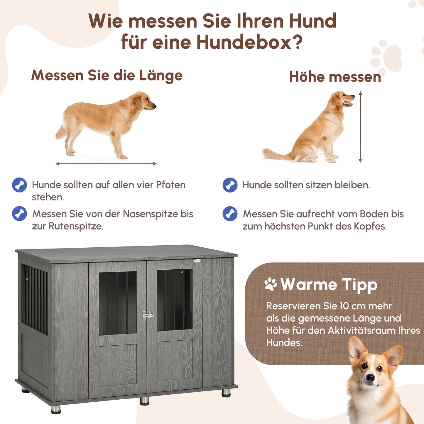 Hondenbench – Hondenkennel – Hondenkooi – Hondenhok – Hondenbench Groot – Modern Grijs – Magnetische Deuren – Verstelbare Voeten