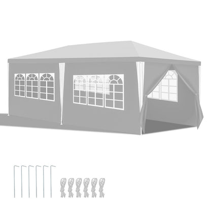 Partytent – Tuinpaviljoen – Easy-up Tent – Vouwtent – Feesttent – 3x6 Meter – Waterdicht PE Zeil – UV Bescherming - Wit