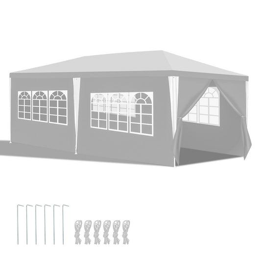 Partytent – Tuinpaviljoen – Feesttent – Tuintent – Paviljoen – 3x6 Meter – Waterdicht PE Materiaal – Met Zijwanden en UV Bescherming - Wit