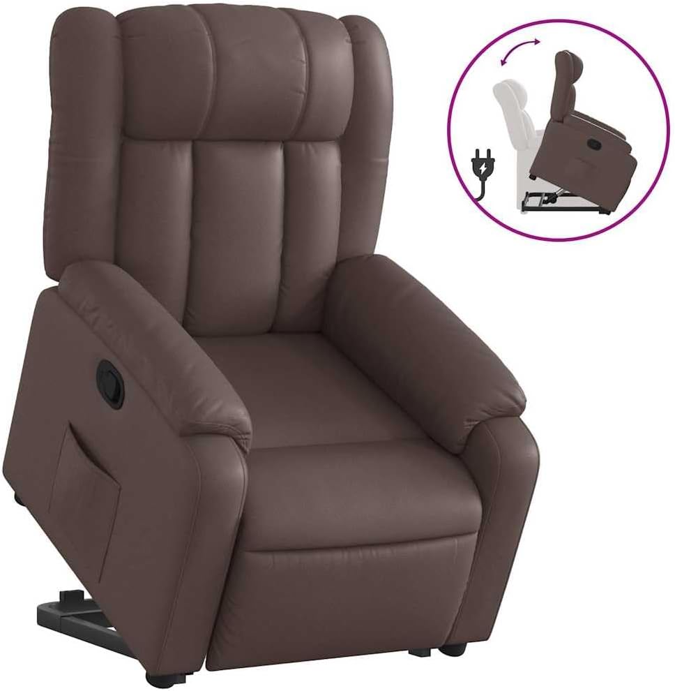 Relaxstoel met Opstahulp – Elektrische Stoel – Tv-Stoel – Ligstoel – Relaxfauteuil – Kunstleer Bekleding – Handmatige Ligfunctie – Stevig Frame