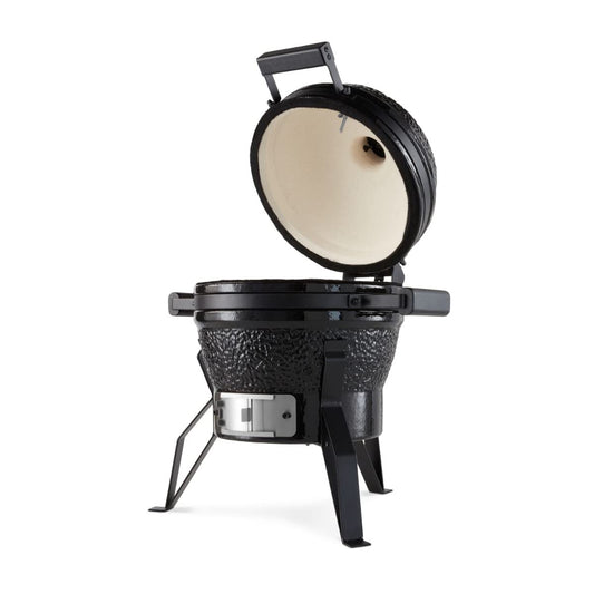 Premium Kamado BBQ 13 inch Ø 33 cm - Charcoal Barbecue - Grilling, Smoking, Baking, Steaming - Cooker - Egg Barbecue Black - QUORE
