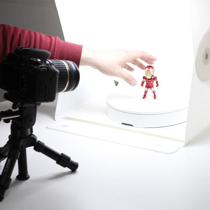 Foldio2 Plus + 360 Studio Set (15" Foto Lightbox Set met Extra Lights & Smart 360 Fotografie Draaitafel/Met 10" Bluetooth 360 Draaitafel/Witte & Zwarte Achtergrond Vellen Inbegrepen)