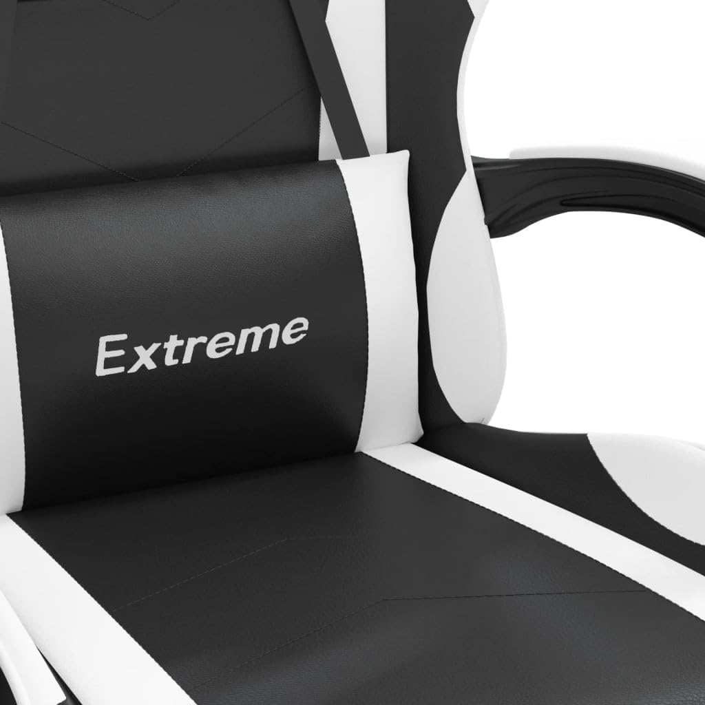 vidaXL Gaming chair with footrest faux leather black and white