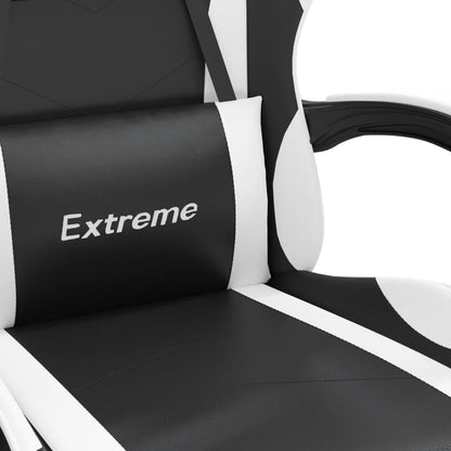 vidaXL Gaming chair with footrest faux leather black and white
