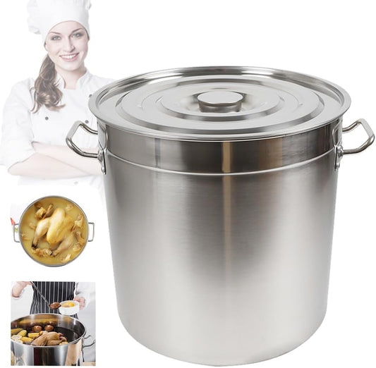 Cooking Pots, 201 Stainless Steel, 50 L/70 L Large Saucepan, 650 °C, Soup Pot with Lid, Jumbo Pot (70 L) - QUORE