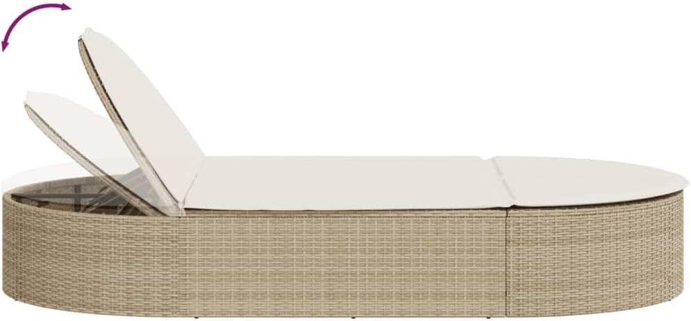 Garden Lounger with Padded Cushions and Adjustable Backrest, 3 Positions, PE Rattan and Steel Frame for Outdoor, Removable and Washable Covers - QUORE