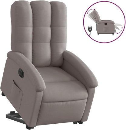 Elektrische Stoel – Kantelbare Stoel – Fauteuil – Loungestoel – Relaxstoel – Taupe Stof – Elektrische Heffunctie – Verstelbare Rugleuning en Voetensteun