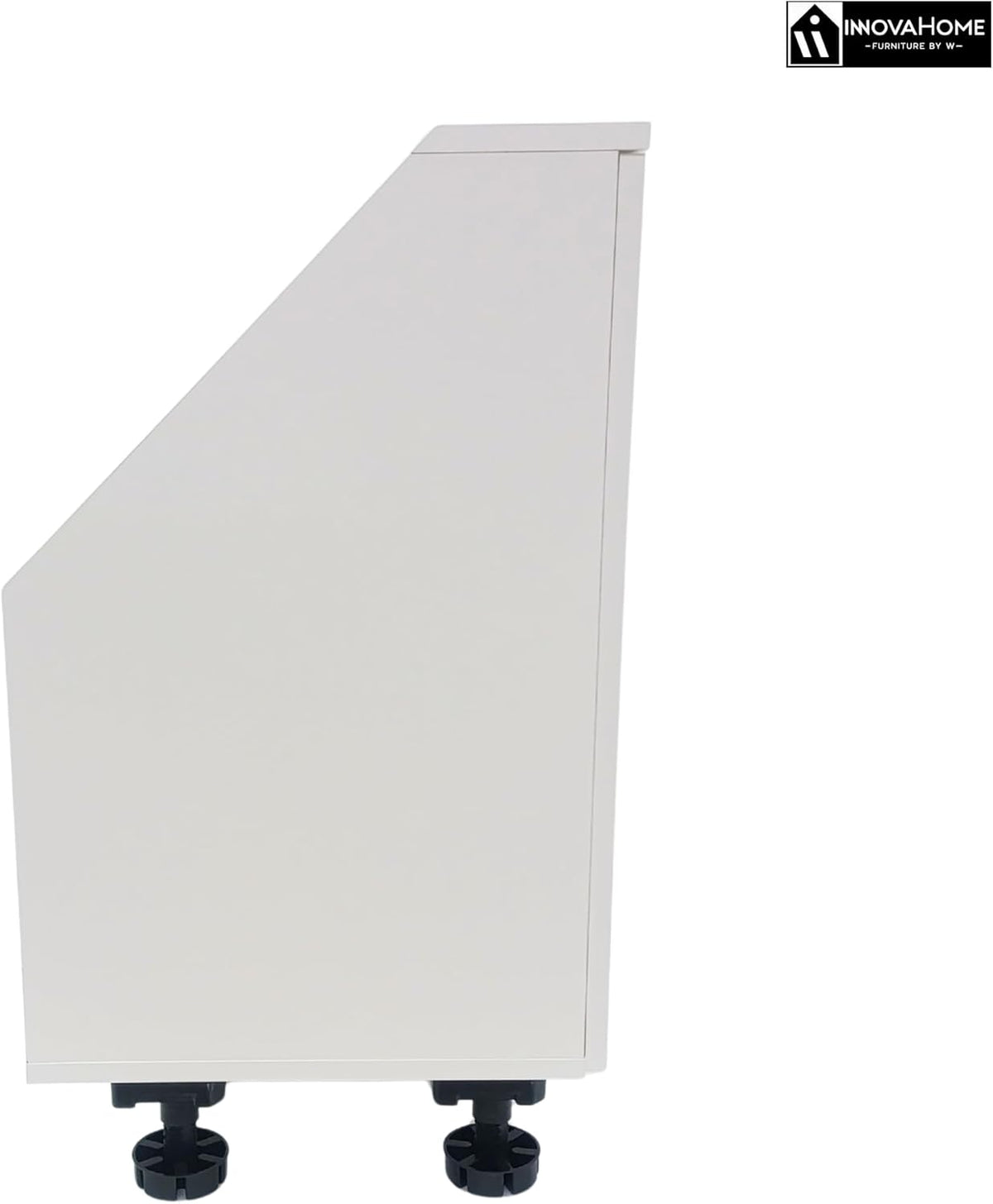INNOVAHOME Knee Shelter Cabinet 80 cm – Low Loft Cabinet for Angled Walls with Robust Structure 18 mm (Hull & Back Wall), Metal Handles and Adjustable Legs – Polar White - QUORE
