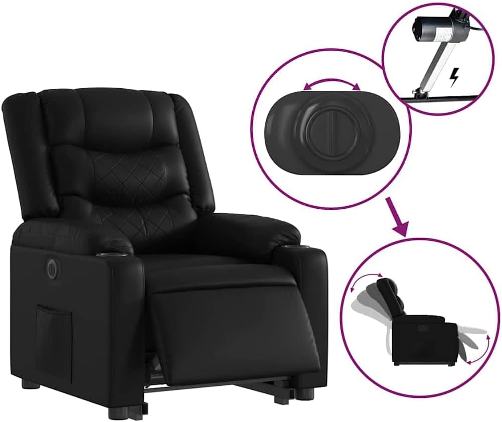Elektrische Sta-Op Stoel – Sta-Op Fauteuil – Verstelbare Relaxstoel – Elektrische Relaxfauteuil – Lederen Sta-Op Stoel – Elektrische Liftfunctie – Verstelbare Rugleuning tot 135°