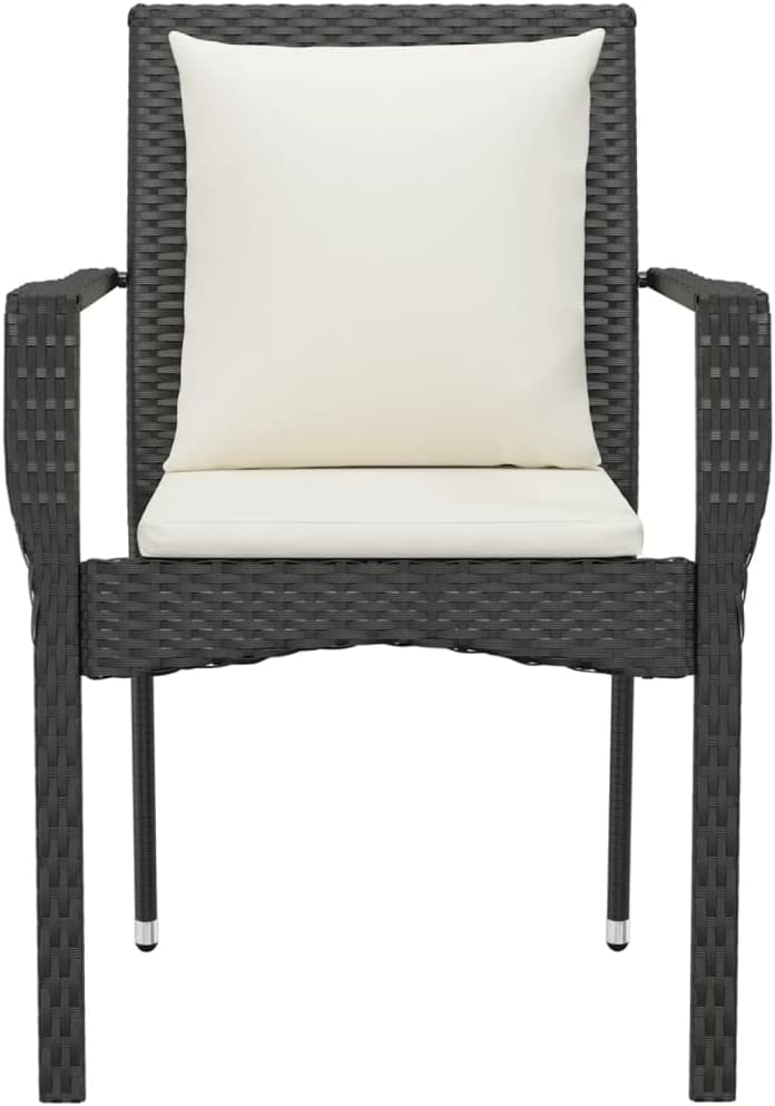 Lounge tuinmeubelen set terrasmeubels balkonmeubels tuinstoelen met kussens 2 stuks. Poly rotan zwart - QUORE